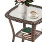 Hearth and Haven 23" Outdoor Wicker Side Table with Glass Top in Brown, , large