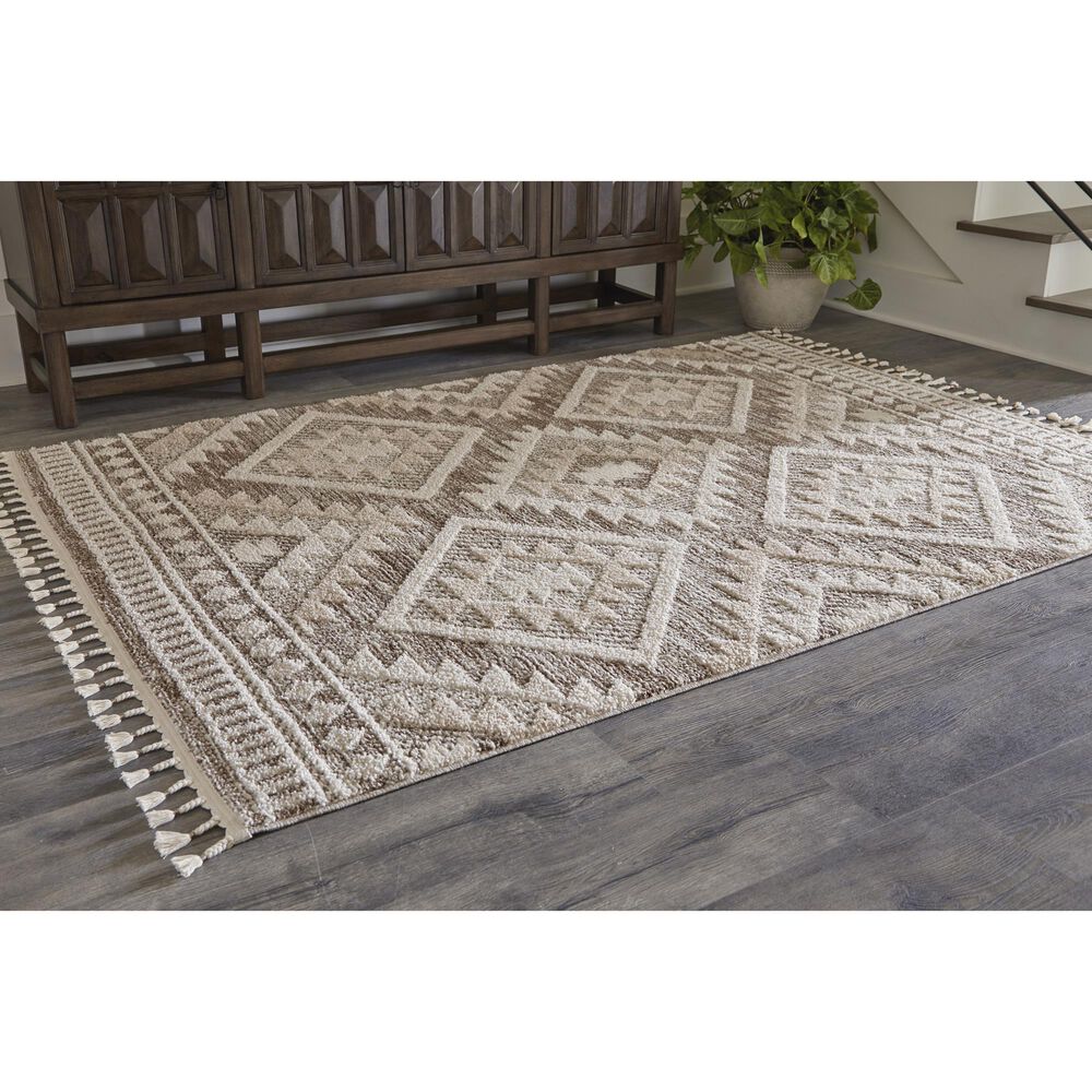 Ashley Odedale 8&#39; x 10&#39; Tan and Cream Area Rug, , large