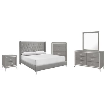 New Heritage Design Huxley 5-Piece King Bedroom Set in Gray, , large
