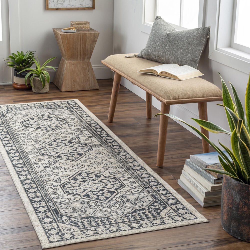 Surya Lavadora 2&#39;7&quot; x 7&#39;3&quot; Black, Blue, Cream and Gray Runner, , large