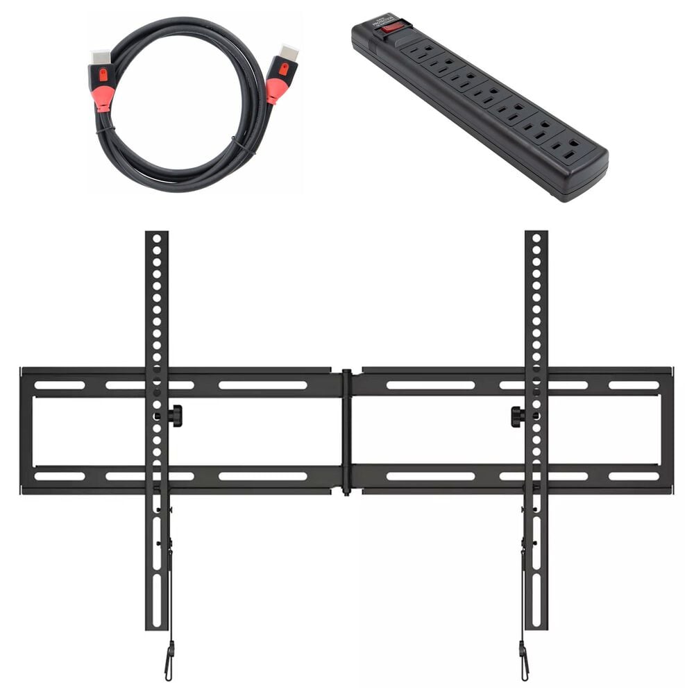 Sanus Tilting Wall Mount for 32" - 90" TVs with Red Series HDMI Cable and 7-Outlet 900J Surge Protector Power Strip in Black, , large