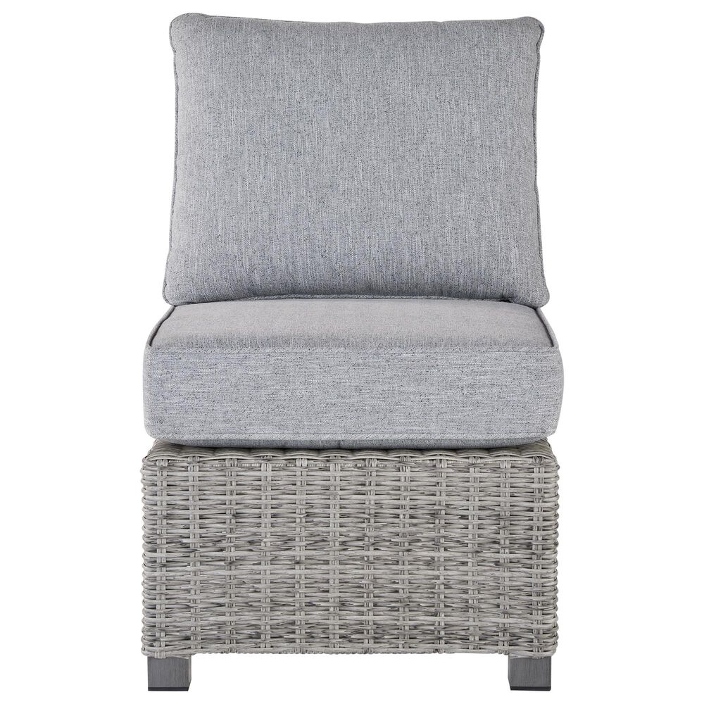 Ashley Naples Beach Patio Armless Chair with Cushion in Light Gray, , large