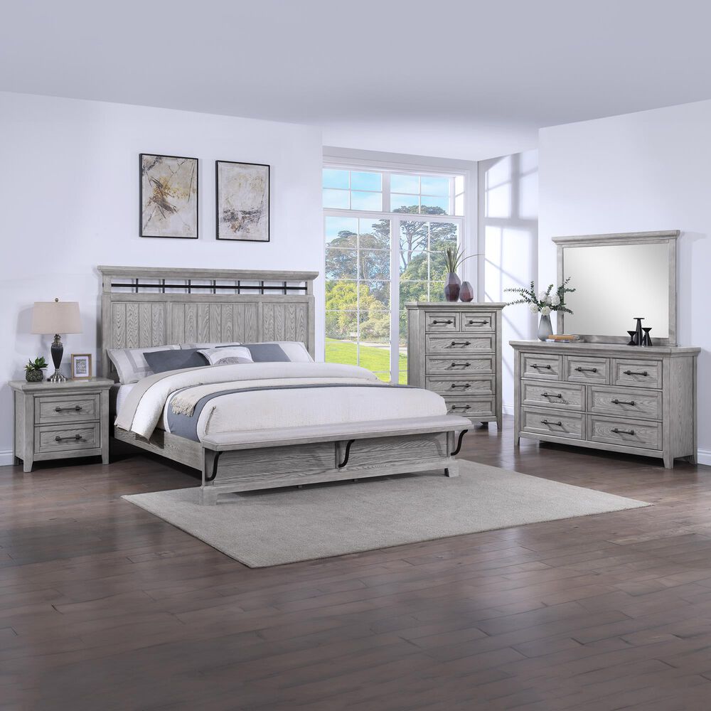 Crown Mark Beckett 2 Drawer Nightstand in Greige, , large