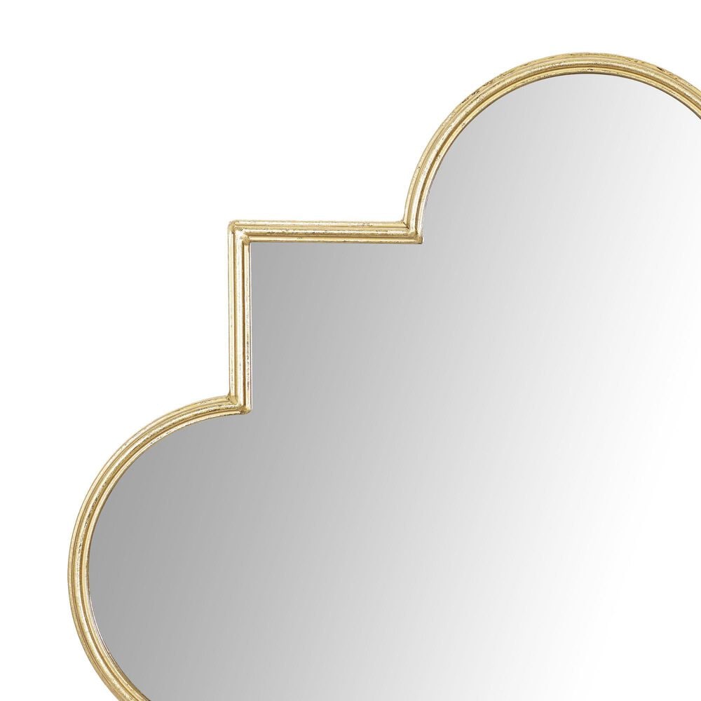 Maple and Jade 34&quot; Metal Geometric Quatrefoil Wall Mirror in Satin Gold, , large