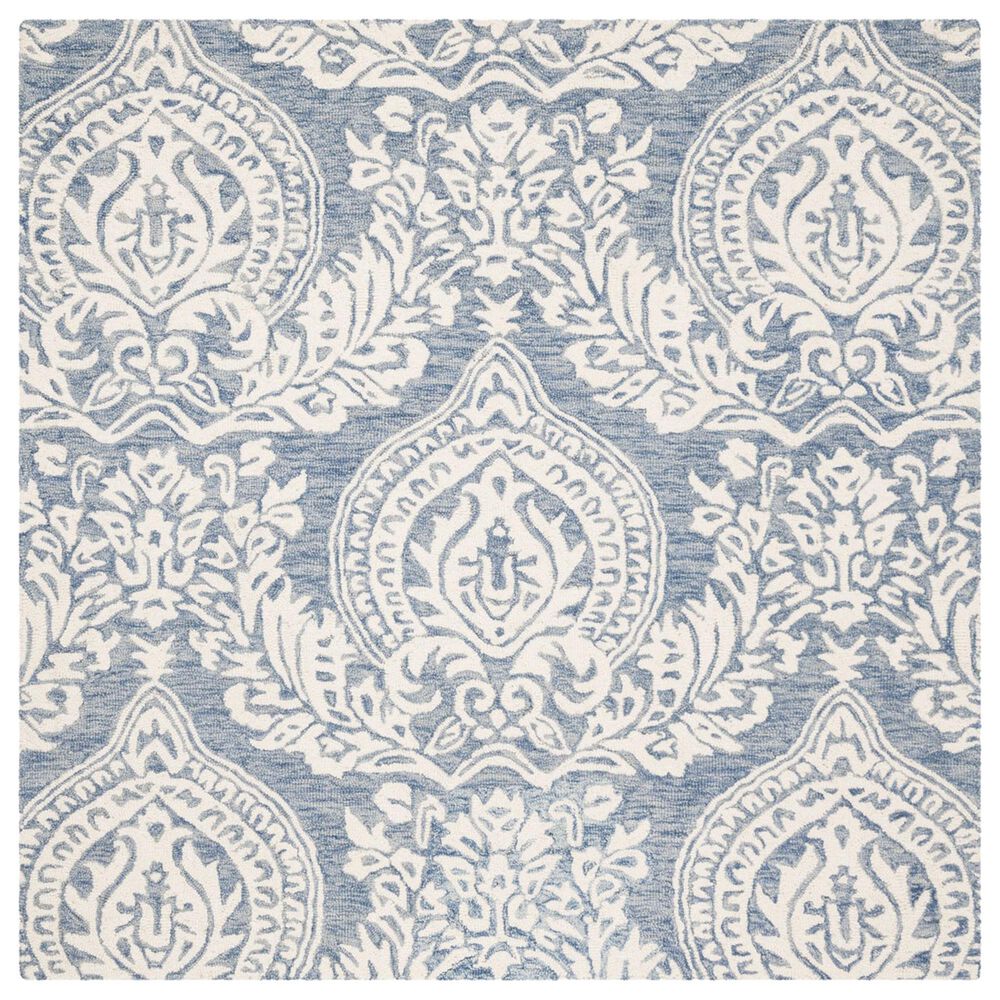 Safavieh Micro-Loop MLP512M 5" Square Blue and Ivory Area Rug, , large