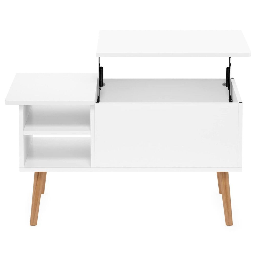 HOMLUX 2-Tier Lift Top Coffee Table in White, , large