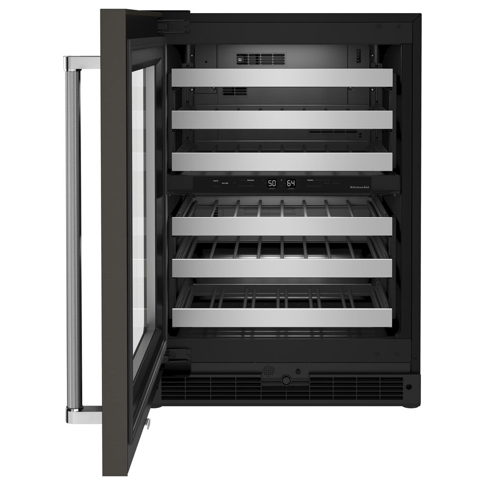 KitchenAid 24&quot; Undercounter Wine Cellar with Left Hinge, Metal-Front Racks in Black Stainless Steel, , large