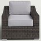 Hearth and Haven Outdoor Armchair with Curved Armrests and Espresso Wicker in Gray, , large