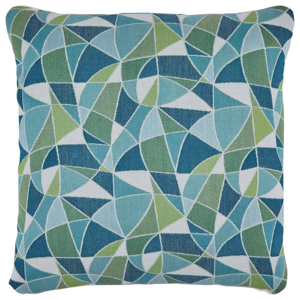 Ashley Seanow 18" Square Throw Pillow in Green, Turquoise and White, , large