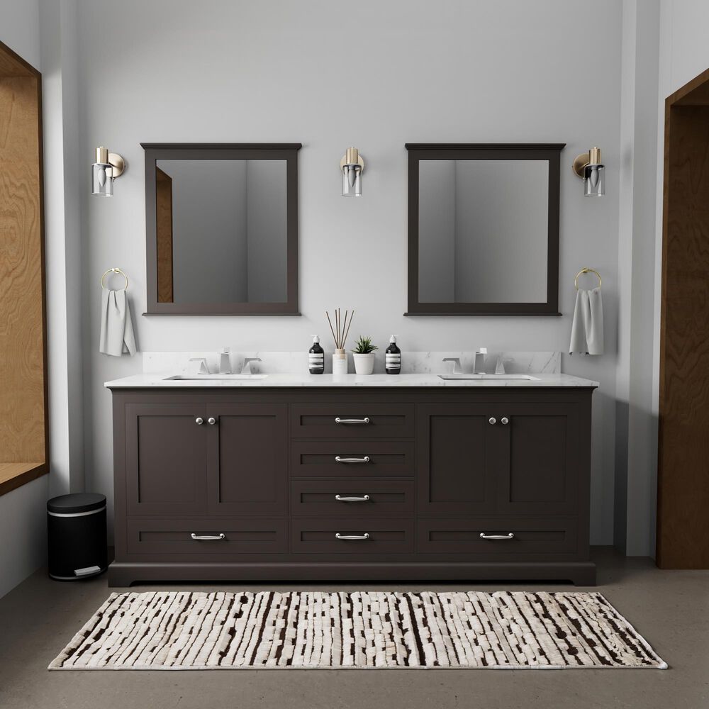 Lexora Home Dukes 80&quot; Double Bathroom Vanity in Espresso with 2 cm White Carrara Marble Top and Rectangular Sinks, , large
