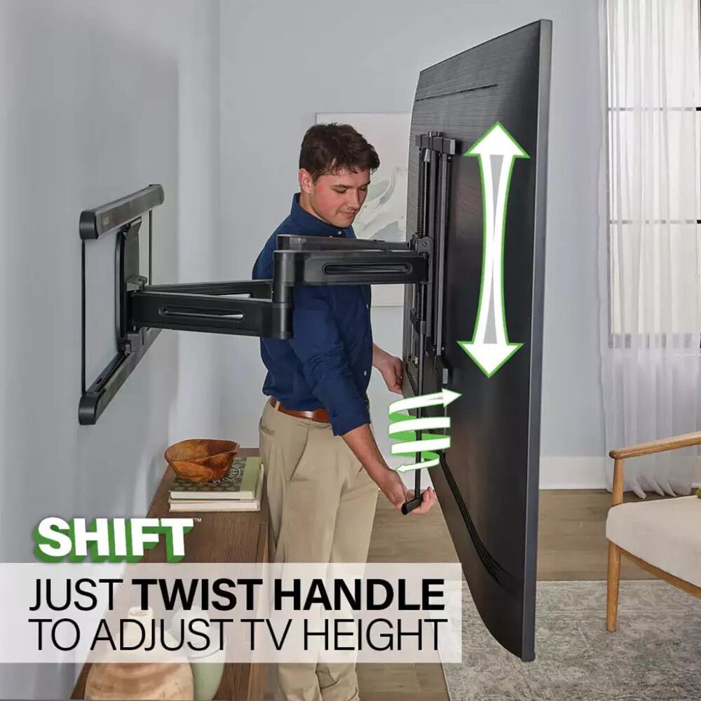 Sanus Advanced Full-Motion 4D Mount for 42" - 90" TVs in Black with Silver 6' HDMI Cable and Black 7-Outlet Surge Protector Power Strip, , large