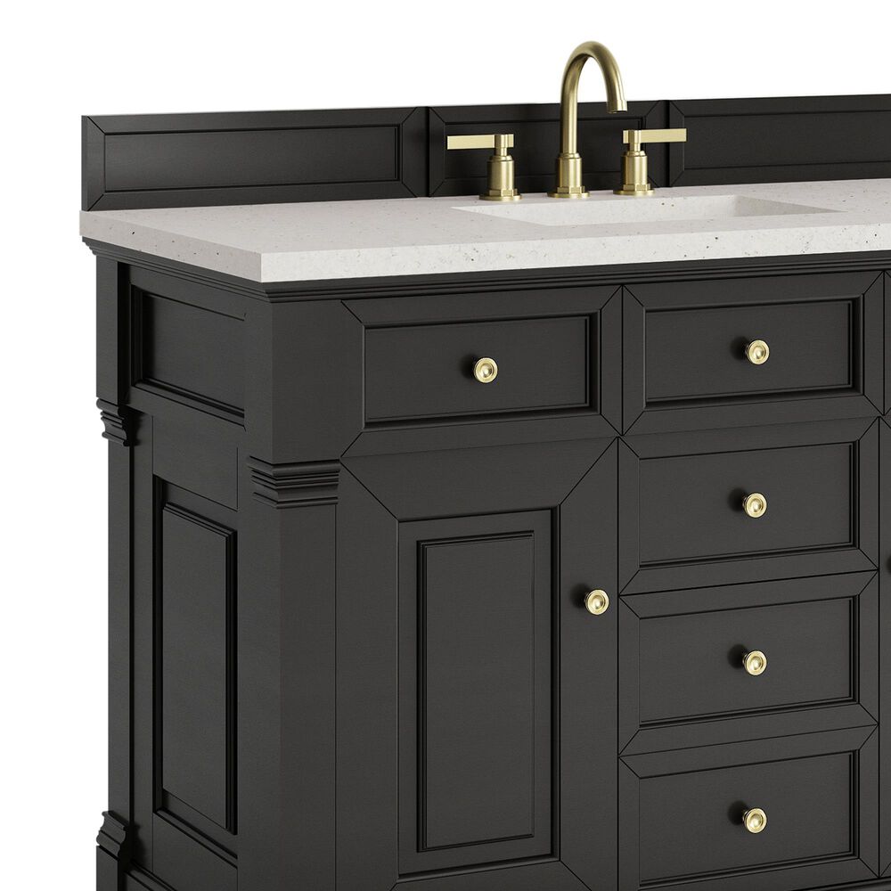 James Martin Vanities Brookfield 48&quot; Single Bathroom Vanity in Black Onyx with 3 cm Lime Delight Quartz Top and Rectangular Sink, , large