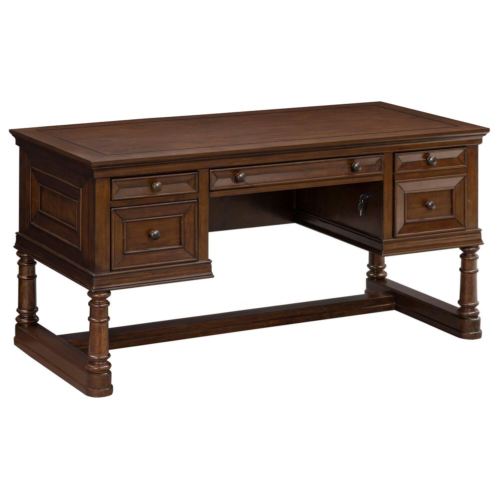 Riva Ridge Arlington Half Pedestal Desk in Classis Brown, , large