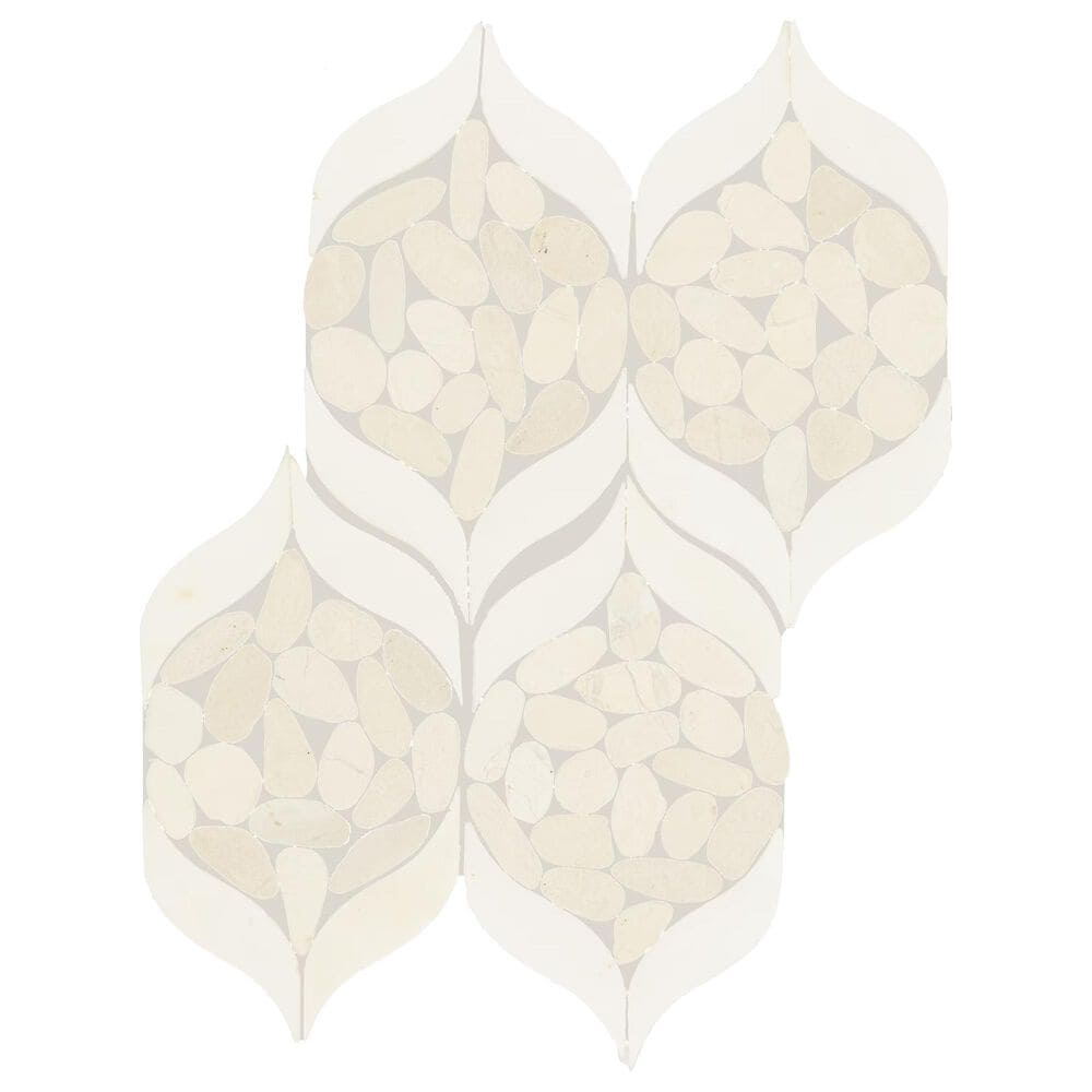 Dal-Tile Pebble Oasis Icicle 15" x 12" Petal Natural Stone Mosaic Sheet, , large