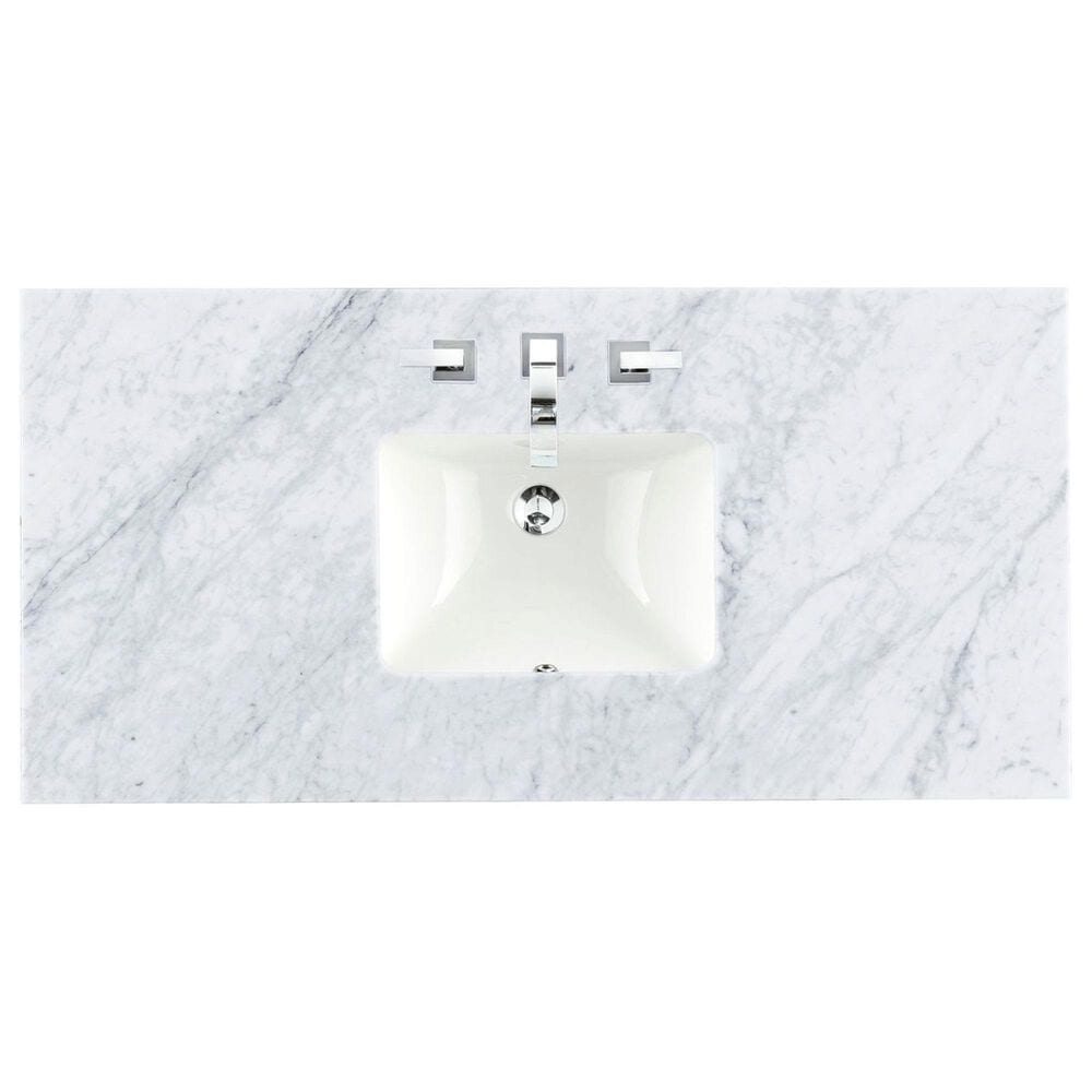 James Martin Vanities Breckenridge 48&quot; Single Bathroom Vanity in Serenity Blue with 3 cm Carrara White Marble Top and Rectangular Sink, , large