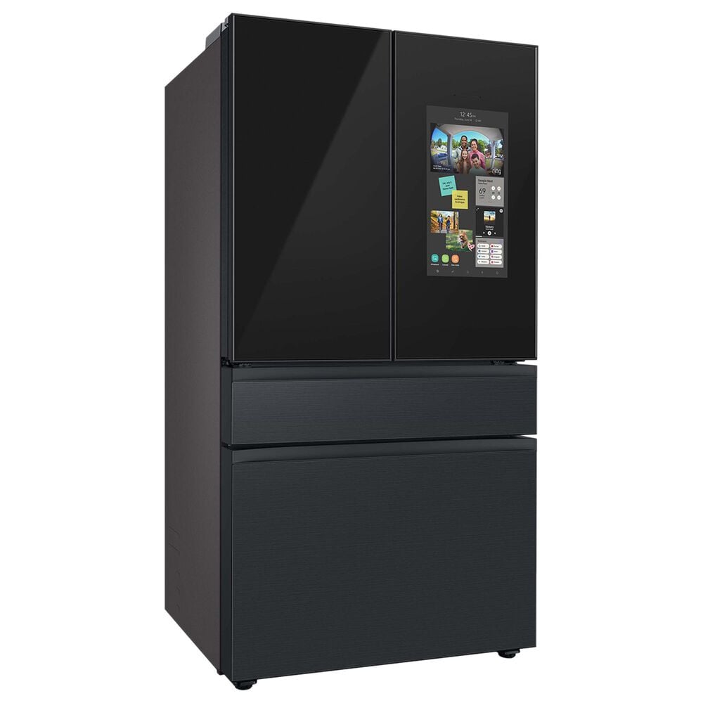 Samsung Bespoke Bespoke 23 Cu. Ft. Counter Depth 4-Door French Refrigerator with Family Hub and Top Left Panel in Charcoal Glass and Matte Black Steel Middle and Bottom Panels, , large