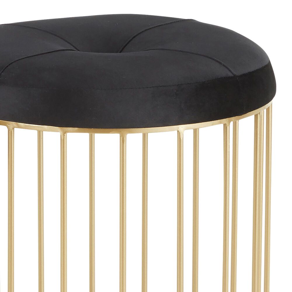 Lumisource Canary 2-Piece Nesting Ottoman Set in Black Velvet and Gold, , large