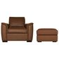 Flexsteel Henry Stationary Leather Chair and Ottoman Set in Caramel, , large