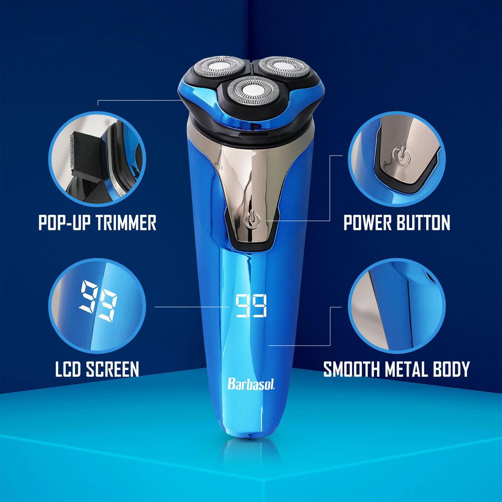 Barbosal Wet Rotary Shaver with LCD Display in Black and Blue, , large