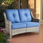 HOMLUX Outdoor Rattan Loveseat with Ergonomic in Diamond Blue, , large
