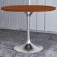 Leisuremod LeisureMod Verve Collection 36 Round Dining Table, Brushed Chrome Base with Cognac Brown MDF Top, , large