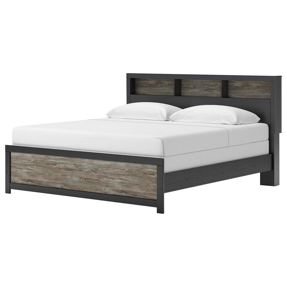 Ashley Broachmyn King LED Bookcase Bed in Black and Gray, , large
