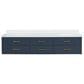 Lexora Home Castor 84" Double Bathroom Vanity in Blue with 2 cm White Cultured Marble Top and Rectangular Sinks, , large