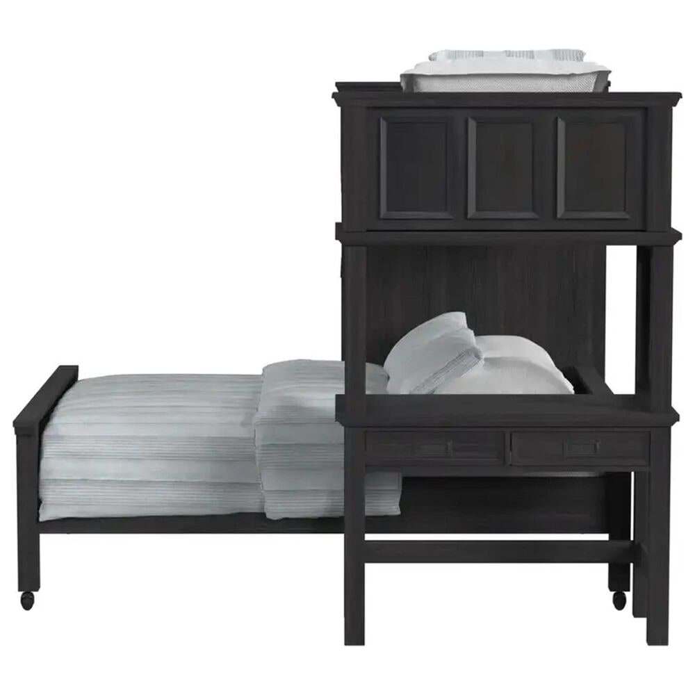 Mayberry Hill Hampton Twin Over Full Bunk Loft Bed with Staircase and Desk in Charcoal, , large