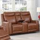 Crystal City Natalia Leather Power Console Loveseat with Headrest in Coach, , large