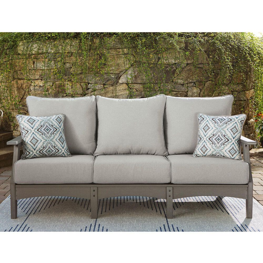 Signature Design by Ashley Visola Stationary Sofa with Cushion in Gray, , large