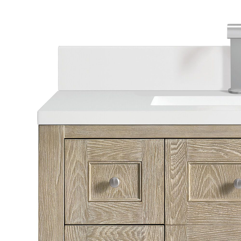 James Martin Vanities Breckenridge 36&quot; Single Vanity in Whitewashed Oak with Single Hole 3 cm White Zeus Quartz Top &amp; Backsplash, , large