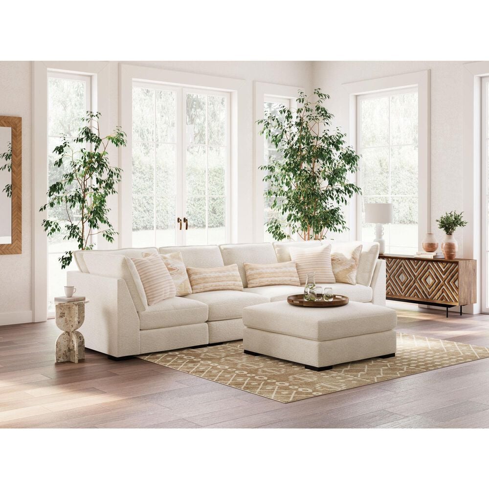 Ashley Donelson Creek Oversized Accent Ottoman in Vanilla, , large