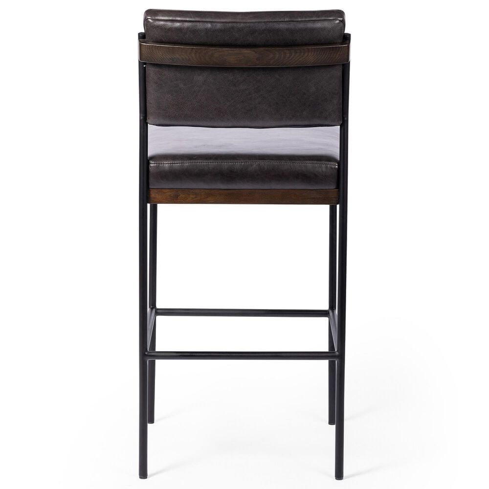 Four Hands Benton Counter Stool in Burnt Oak and Midnight Top Grain Leather, , large