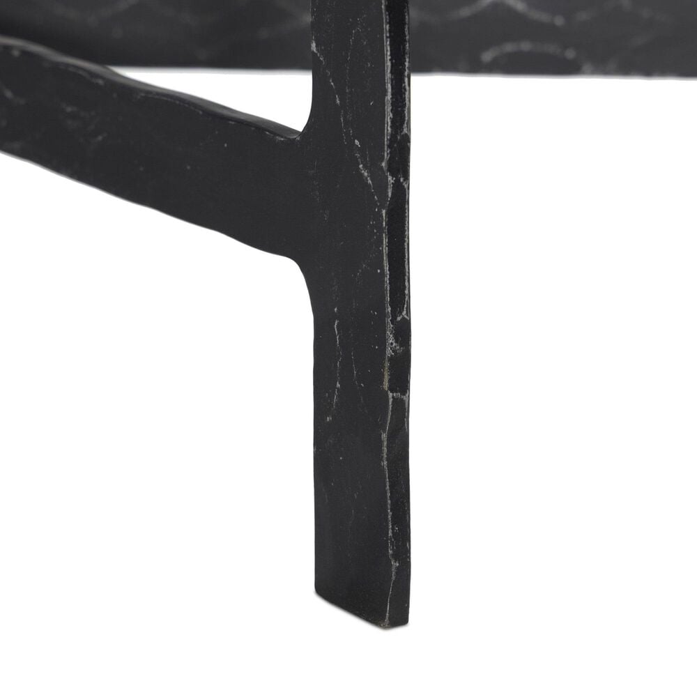 Four Hands Hammered Iron Console Table-Charcoal Marble, , large