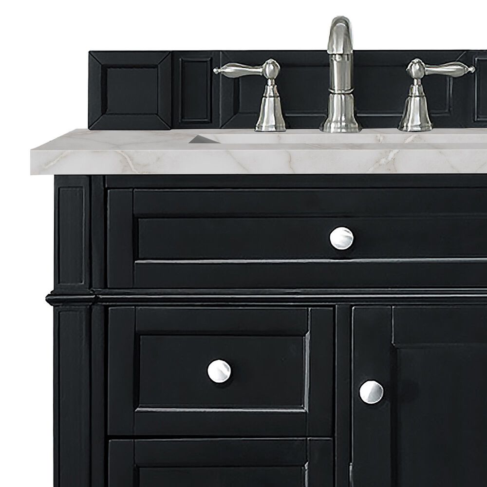 James Martin Vanities Brittany 30" Single Bathroom Vanity in Black Onyx with 3 cm Victorian Silver Quartz Top and Rectangular Sink, , large