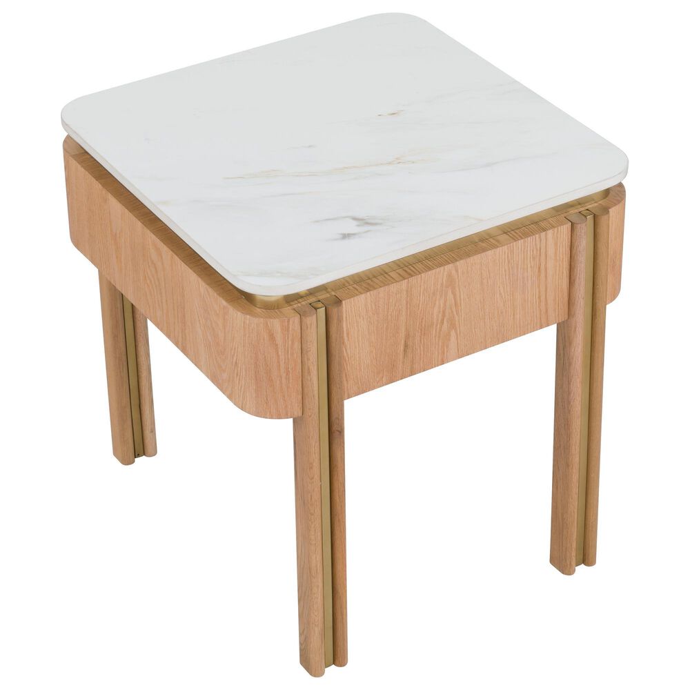 Fairfield Chair Portobello Square End Table in White, Light Brown and Brushed Brass, , large