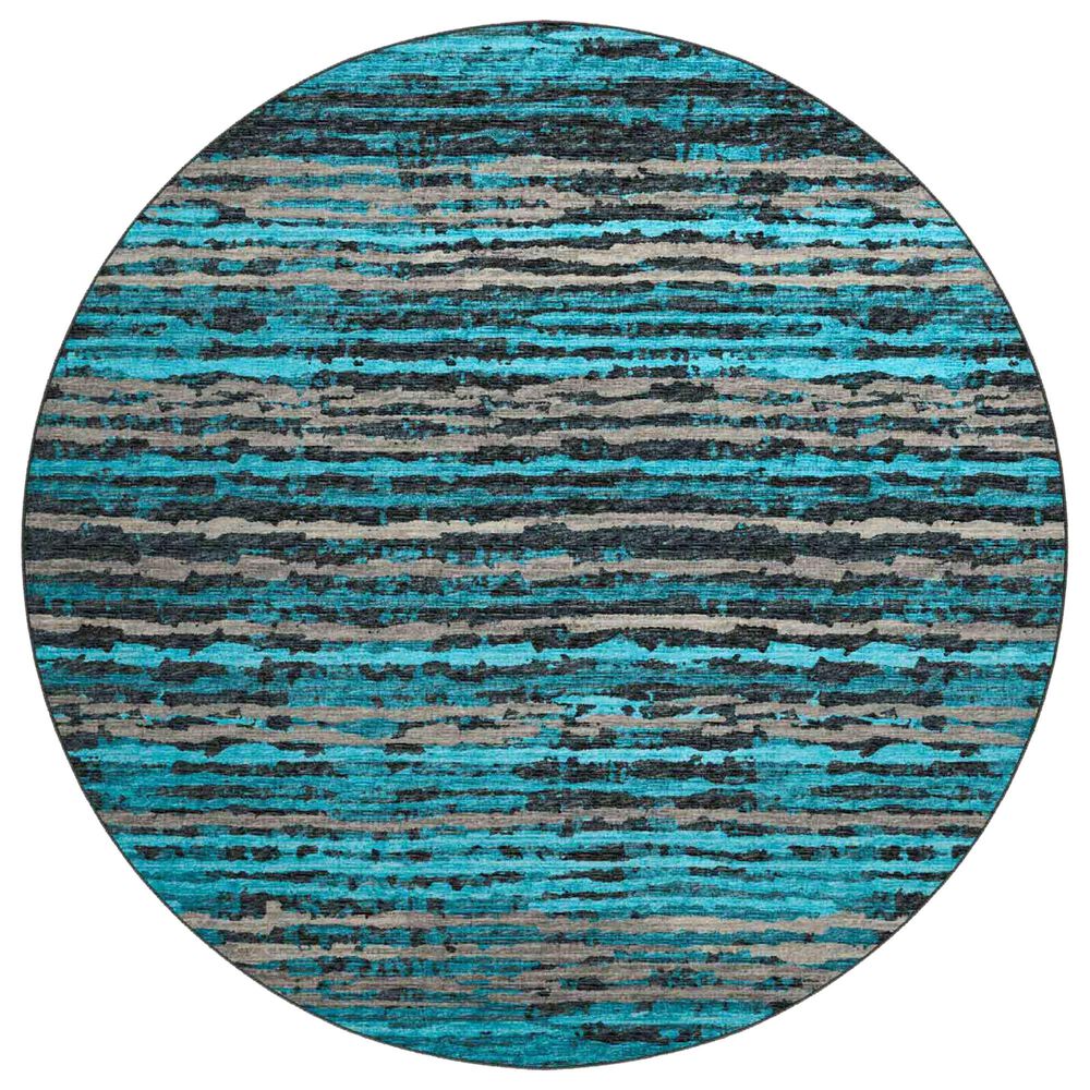 Dalyn Rug Company Brisbane Striped 8" Round Teal Area Rug, , large