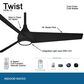Minka-Aire Twist 52" Ceiling Fan with LED Light in Coal, , large