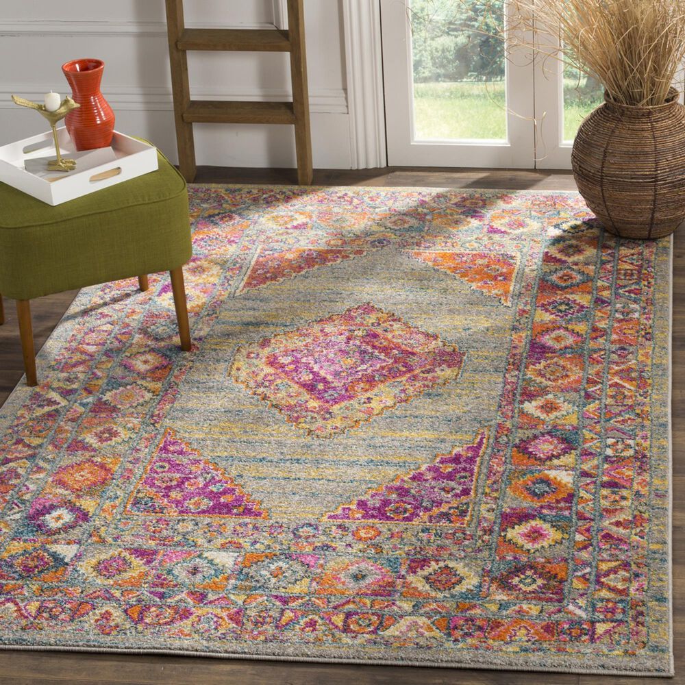 Safavieh Madison MAD133G 10&#39; x 14&#39; Light Grey and Fuchsia Area Rug, , large