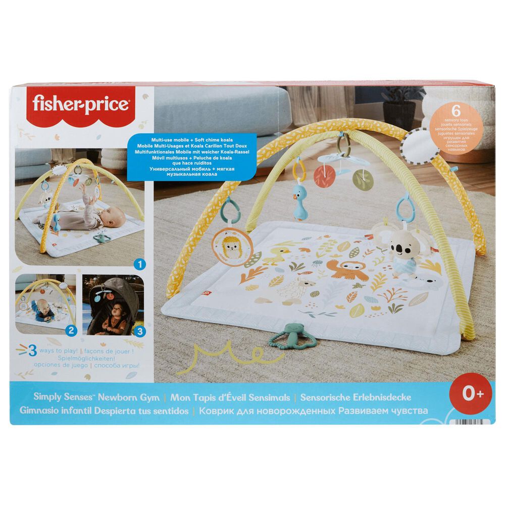 Fisher Price Simply Senses Newborn Gym Baby Activity Mat With 6 Sensory Toys, , large