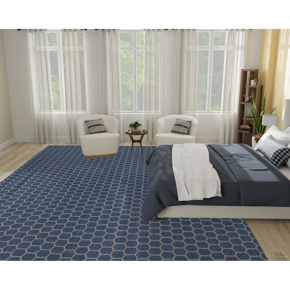 Nourison Twist Reversible 10&#39; x 14&#39; Blue Indoor/Outdoor Area Rug, , large