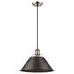 Golden Lighting Orwell 1-Light Wide Large Pendant with Rubbed Bronze Shade in Aged Brass, , large