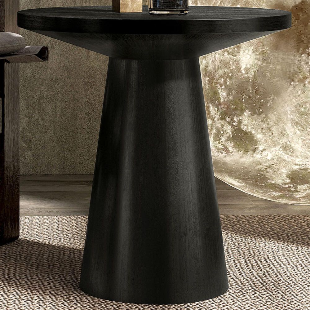 Furniture of America Halewood Round End Table in Black, , large
