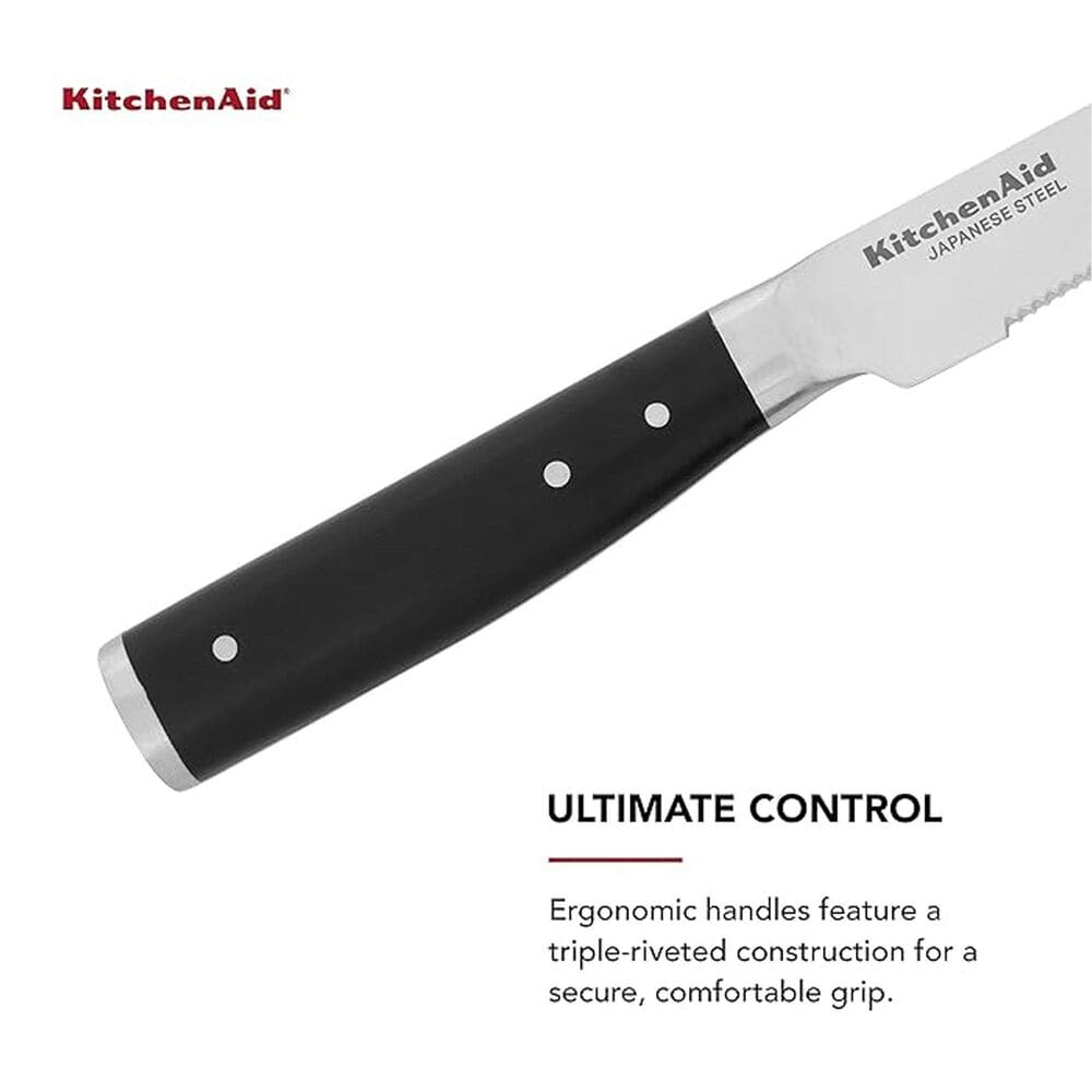 KitchenAid Gourmet 4-Piece Steak Knife Set in Stainless Steel and Black, , large