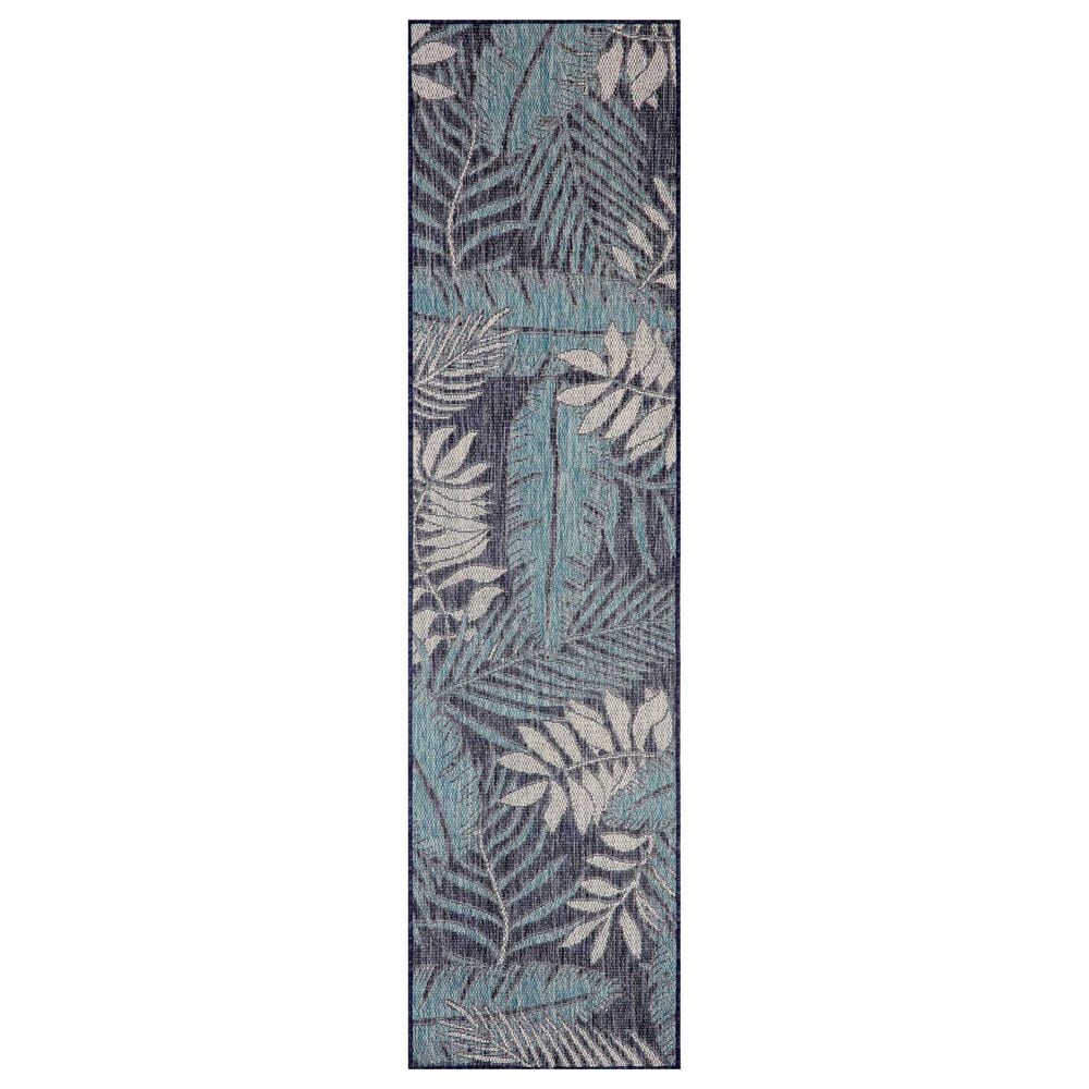 Nourison Garden Oasis GOA02 Navy 2" x 6" Indoor/Outdoor Runner, , large