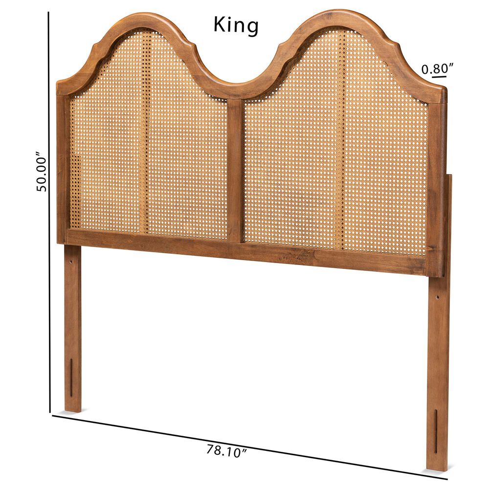 Baxton Studio Hazel King Arched Headboard in Ash Walnut, , large