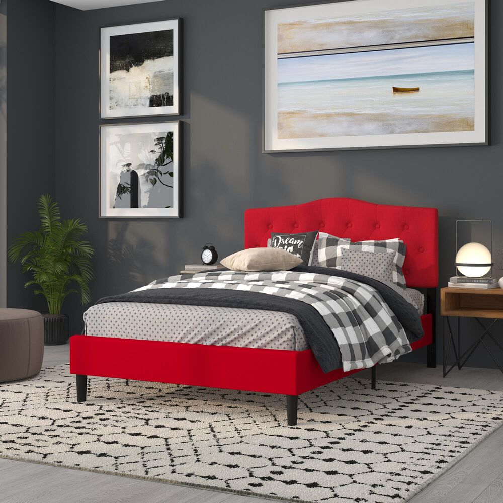 Flash Furniture Cambridge Full Upholstered Headboard in Red, , large
