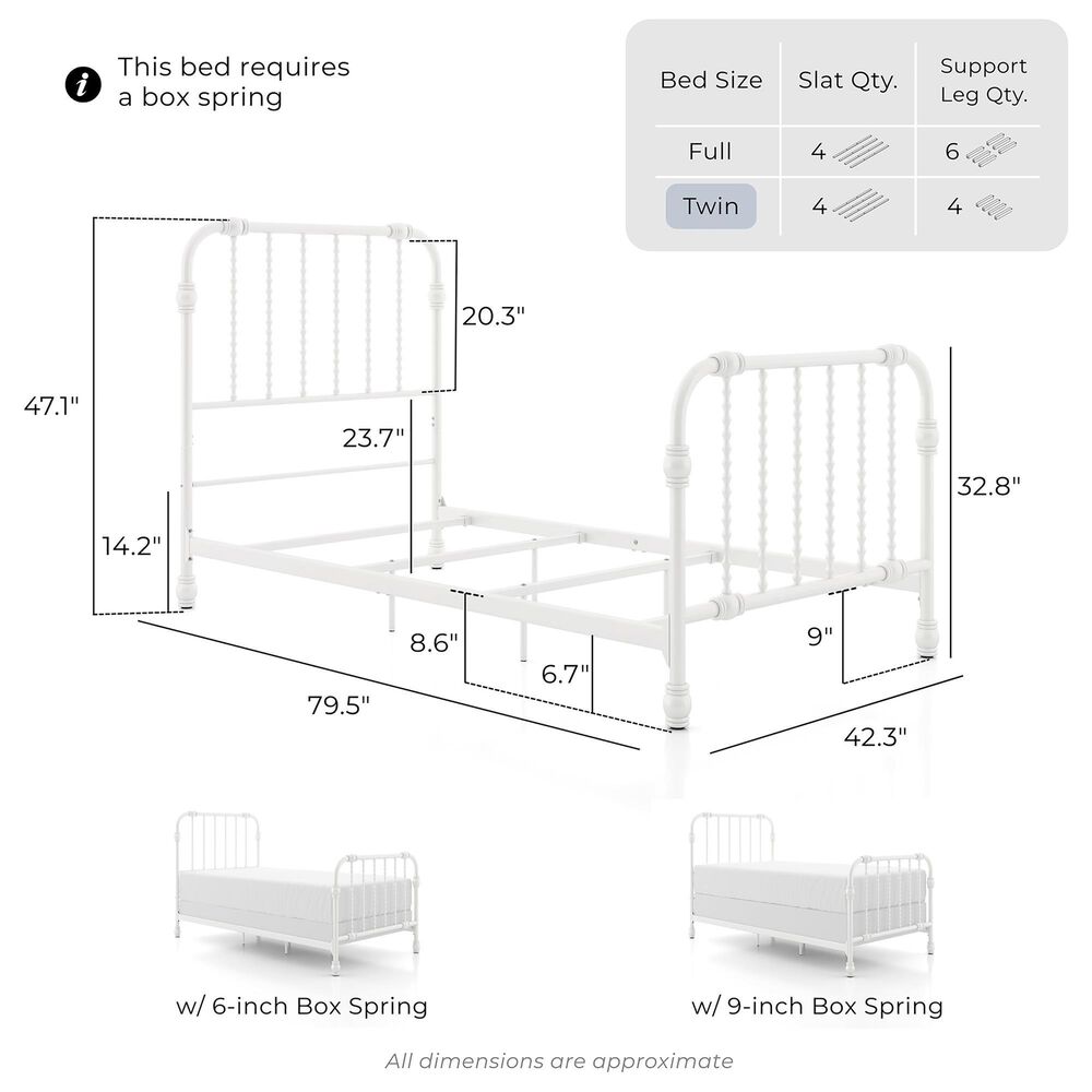 Furniture of America Wren Twin Spindle Kids Bed in White, , large