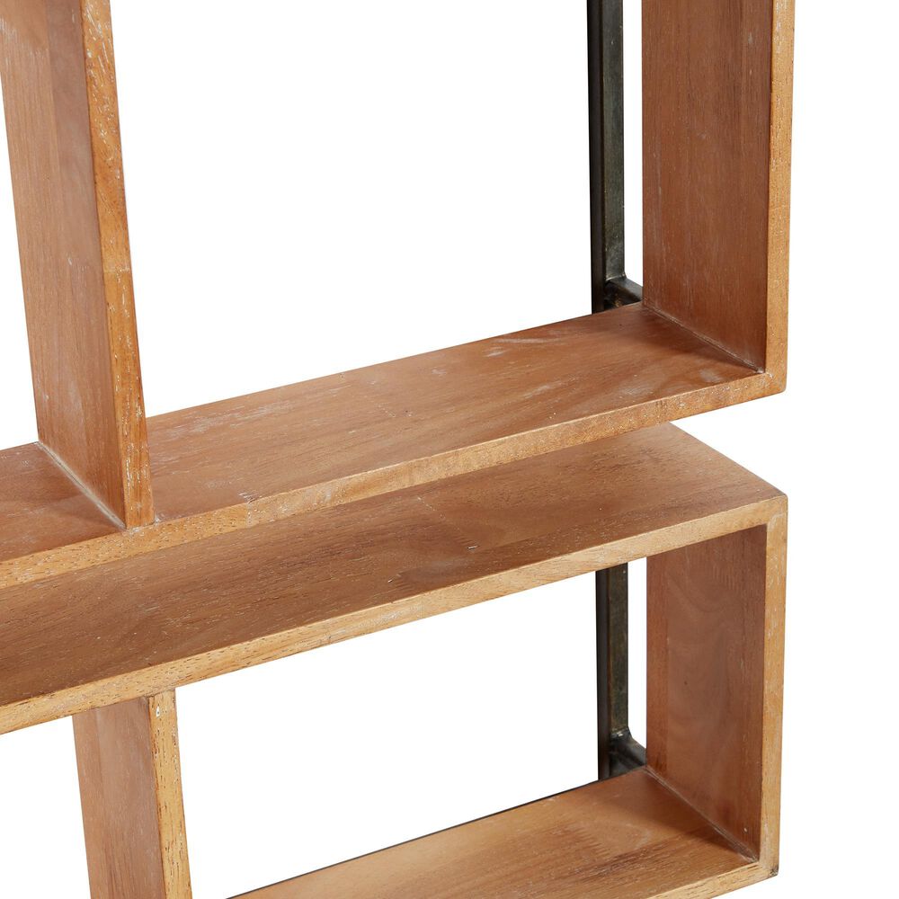 Maple and Jade 24&quot; x 35&quot; Wall Shelf in Natural Brown and Black, , large