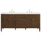 James Martin Vanities Mirin 72" Double Vanity in Mid-Century Walnut with 3 cm Arctic Fall Solid Surface Top, , large